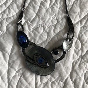 Deep gray/silver necklace and earring set